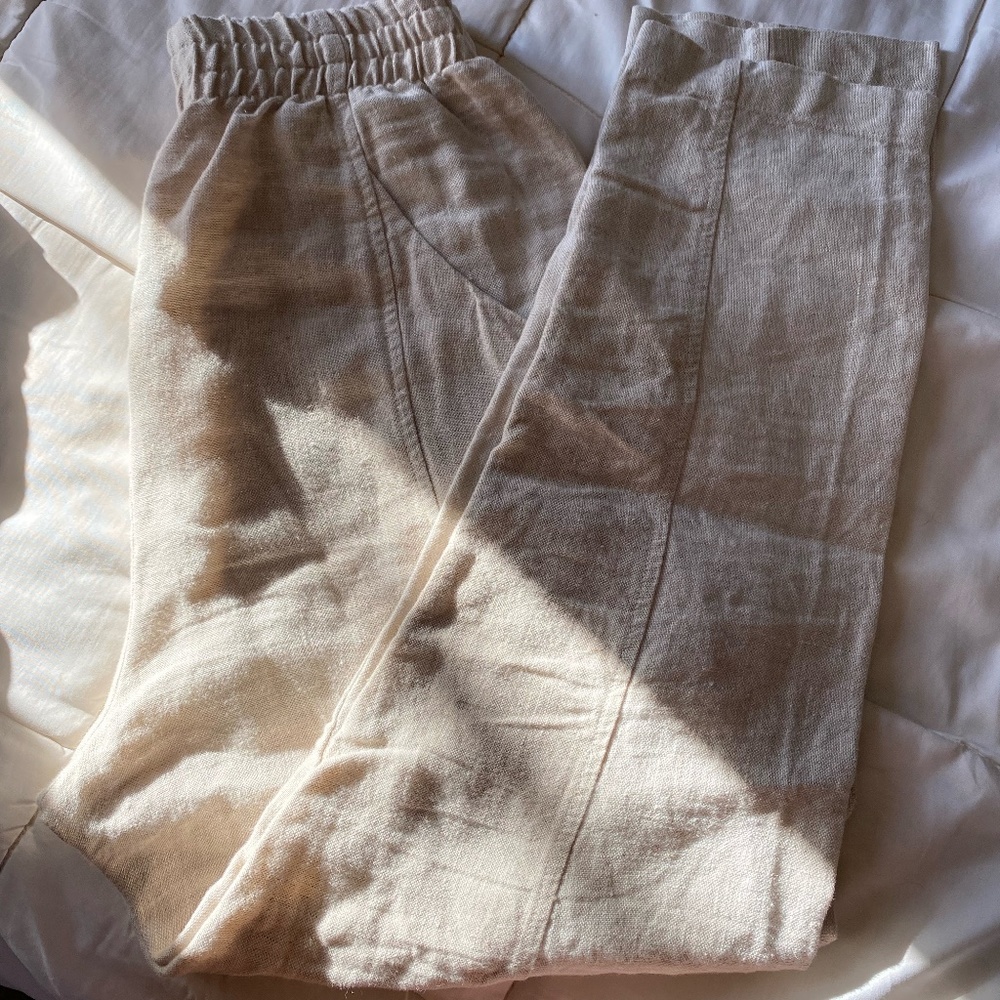 Elizabeth Suzann Clyde Work Pant in Mid Weight Linen Flax, Size 2-S